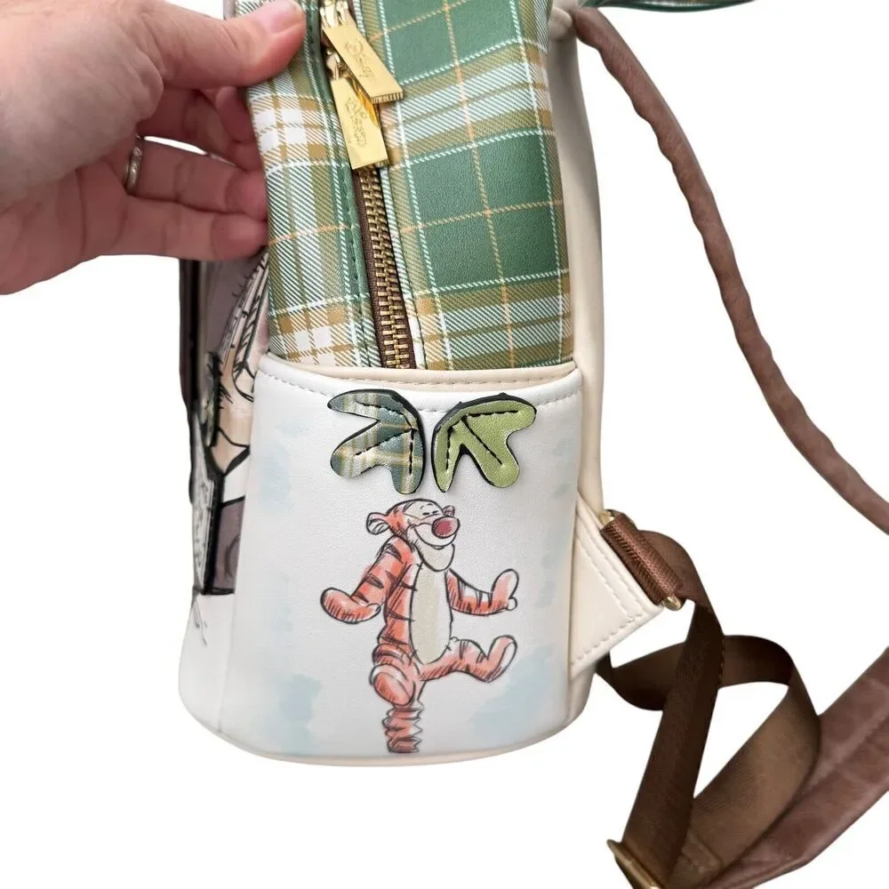 Disney Backpack Winnie the Pooh Danielle Nicole Owl's House Door Plaid Mini - Picture 7 of 11